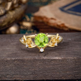Nature-Inspired 4-Prong Round Peridot Engagement Ring